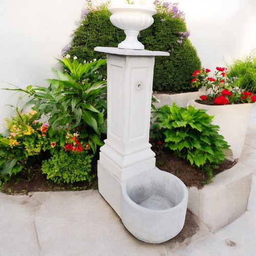 Selena Concrete Garden Fountain with White Planter
