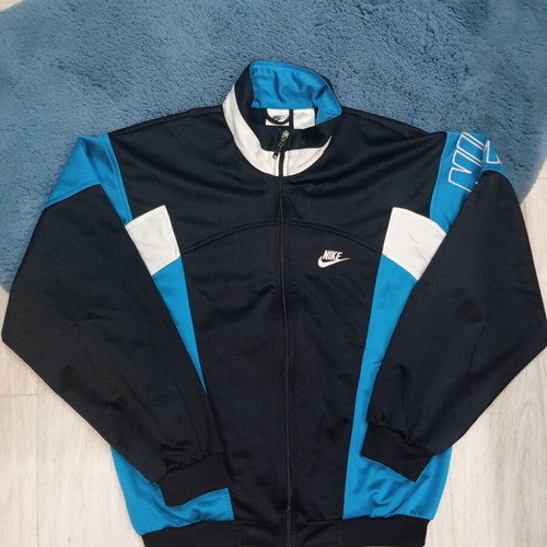 Nike vintage unisex jacket, black and blue, size S