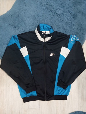 Nike vintage unisex jacket, black and blue, size S