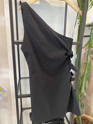 Zara black dress one shoulder with side slits size S like new