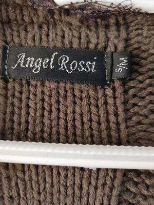 Angel Rossi πλεκτή ζακέτα γιλέκο με γούνα και δαντέλα σε καφέ, μέγεθος M