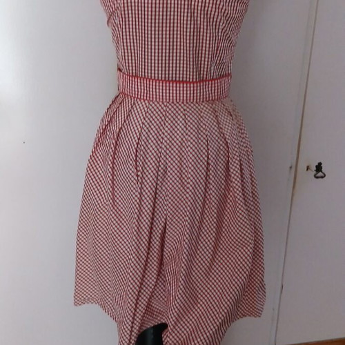 Summer dress like new, puffed mushroom style, white and red, size S