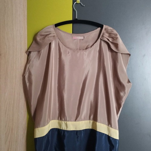 Satin blouse women Saint Tropez new, brown, size S/M