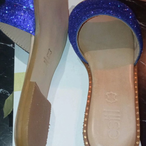 Estil sandals with rhinestones leather, new, size 40, beige and blue