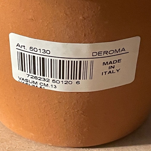 Deroma terracotta flower pots with hole made in Italy, set of 10