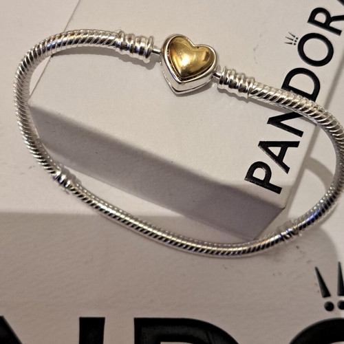 Pandora bracelet size 18, new, heart clasp with gold plating