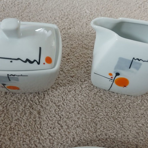 Tea set new with teapot, containers and 6 cups