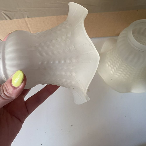 Glass light shades used, set of 2 for indoor or outdoor lamps