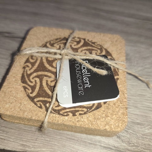 Set of 6 cork coasters Excellent Houseware new with geometric designs