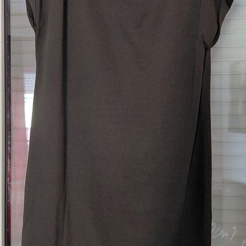 Black cotton mini dress with short sleeves, size S