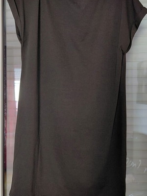 Black cotton mini dress with short sleeves, size S