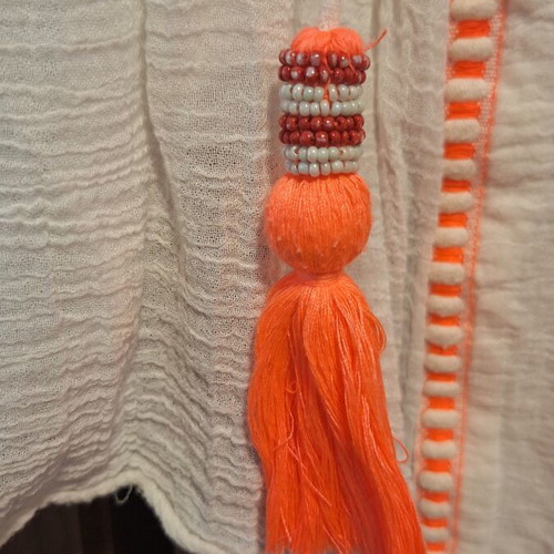 Zara kaftan with tassels like new, small, white and orange