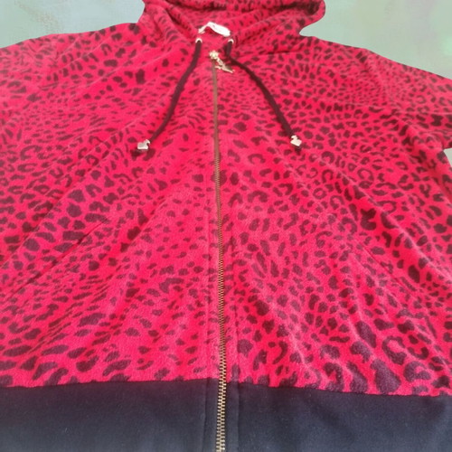 SugarFree short-sleeve hoodie with leopard print, like new, XL
