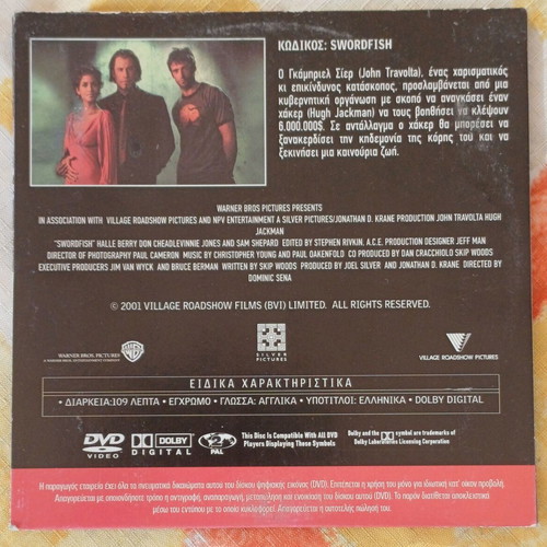Swordfish DVD, action thriller with John Travolta