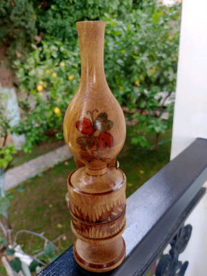 Wooden handmade decorative painted lamp like new