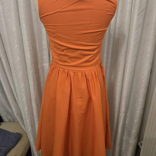 Vintage cotton dress Lindy Bop like new, orange, size S