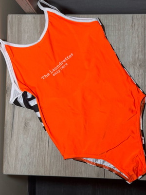 The Laudrettes bodysuit like new, orange with black zebra open back