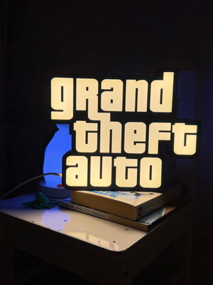 Lightbox Grand Theft Auto 3D print USB powered, plastic PLA