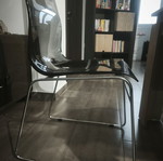 Neoset transparent chair like new, silver metal base