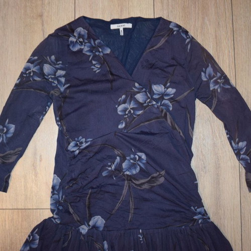 GANNI Etsu Mesh dress size M like new, blue and multicolor