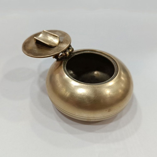 Brass pocket ashtray with glued George V King Emperor coin used