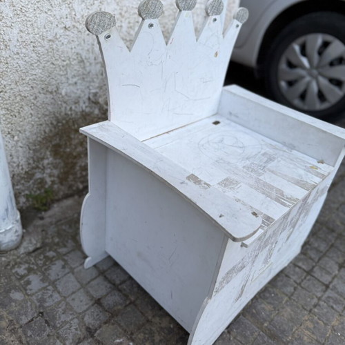 Kids wooden storage bench Princess Crown used