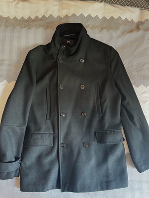 H&M wool men's peacoat size L-XL like new, black