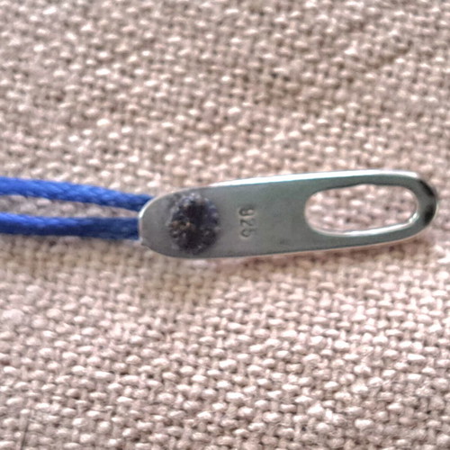 Minimal Necklace with Double Blue Cord and 925 Silver Beads like new