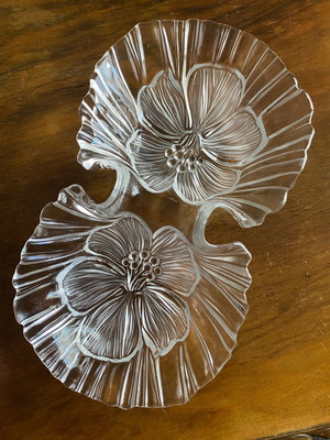 Crystal antique bowl platter used, length 33cm