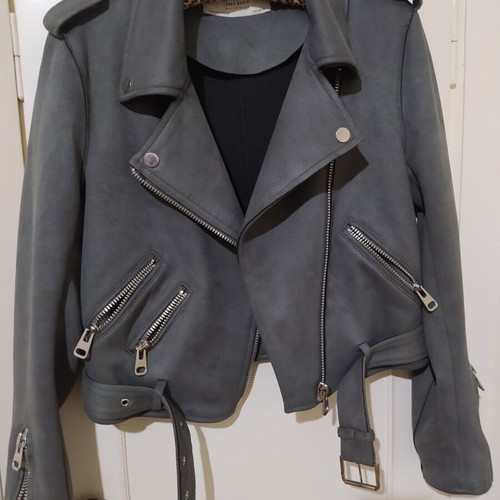 Zara suede jacket gray size medium like new