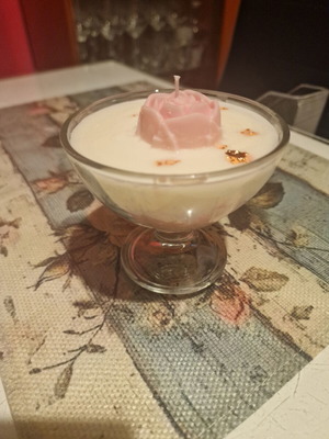 Handmade Pink Rose & Gold Scented Candle in Glass