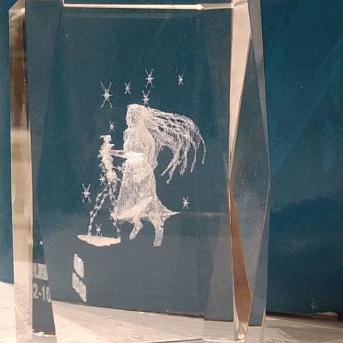Engraved Crystal with Libra Zodiac Sign