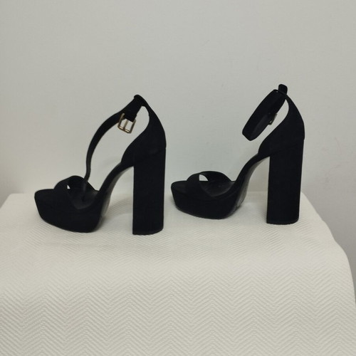 Bershka suede sandals size 38, used, black, 12.5 cm heel