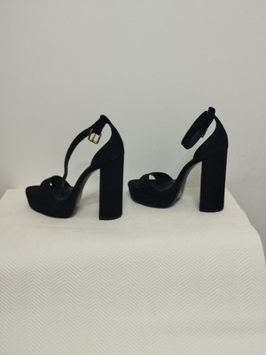 Bershka suede sandals size 38, used, black, 12.5 cm heel