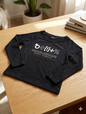 Be You black blouse used with graphic print and symbols