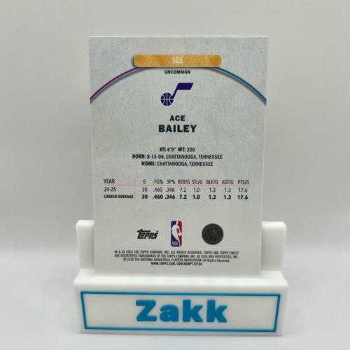 2025 Topps Finest Ace Bailey Uncommon Base RC Rookie like new
