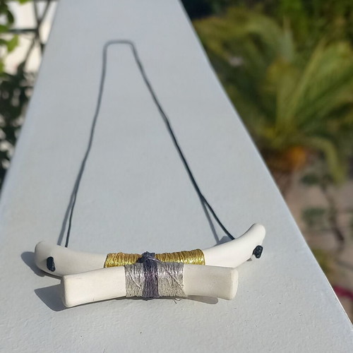 Handmade Ceramic Necklace with Modern Minimal Design