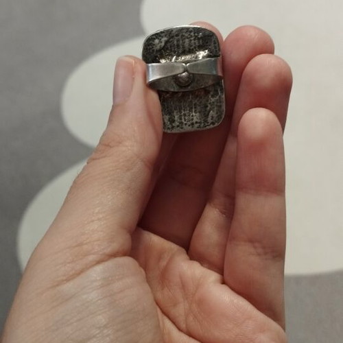 Vintage Boho Cyberpunk statement ring, adjustable silver finish