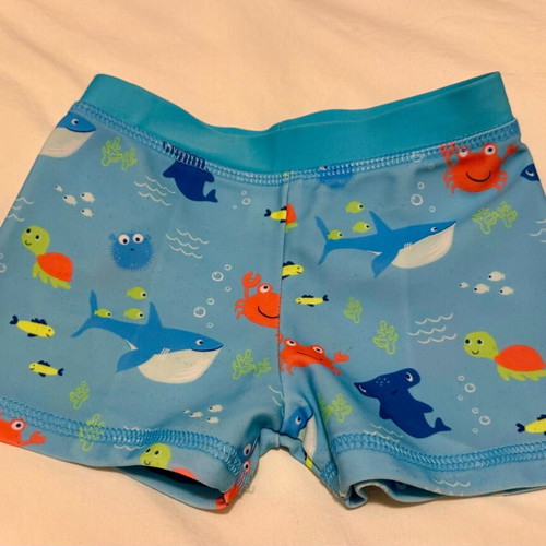 Topomini baby swim shorts like new, size 80 with sea animals