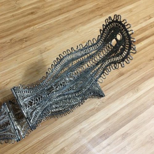 Silver filigree belt handmade used 18th - 19th century