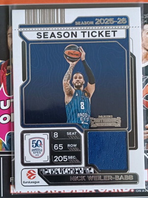 Panini Contenders 2025-26 Nick Weiler-Babb Relic Card like new