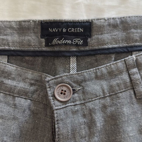 Men's Navy & Green Linen Pants Large gray like new