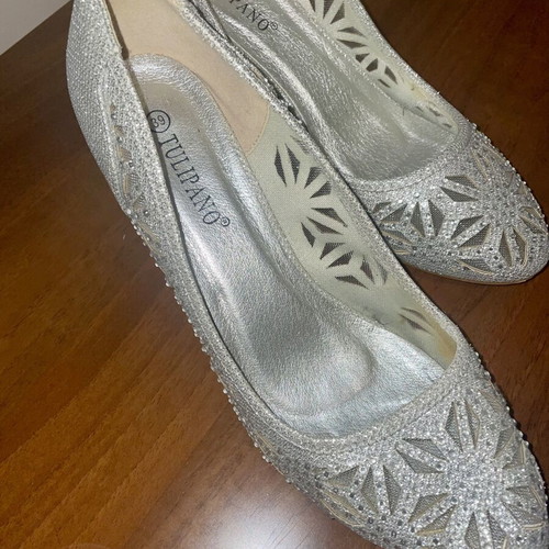 Tulipano silver pumps used, size 39 with rhinestones