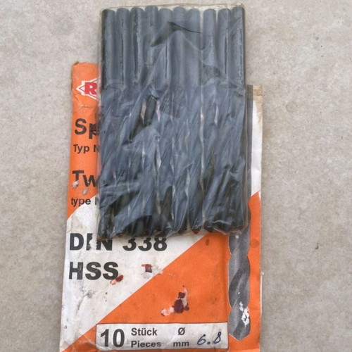 RUKO Germany HSS DIN338 Metal Drill Bits 6.8mm Set of 10 New