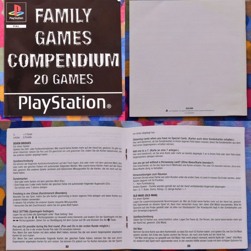 Family Games Compendium PS1 game, 20 games compilation