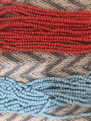 Bracelets with wooden clasp used, blue and red
