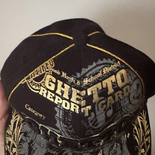Ghetto Report Card Fullcap Hat like new, black and gold, size S
