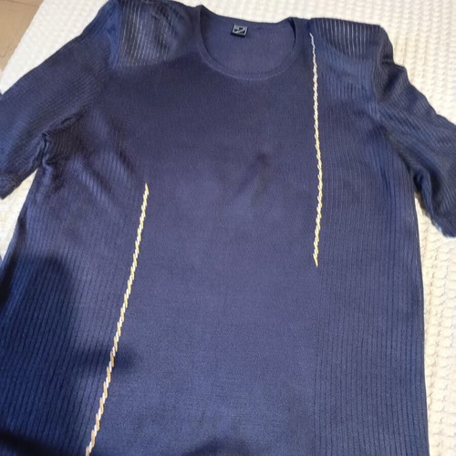 Knitted women's blouse blue with gold details size 50 like new
