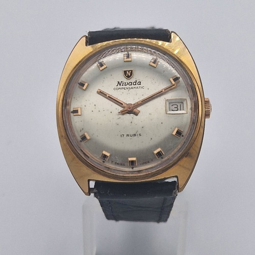 Nivada Compensamatic 17 Rubis manual-wind watch used, vintage style