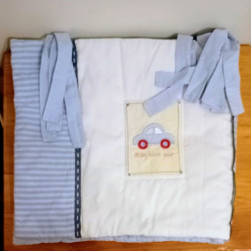 Mothercare Baby Crib Bumper like new, embroidered little blue car design